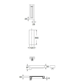 Фото Kerasan Inka Project 341534 Arte 2 Панель накладная керамическая 12х35,5  исполнение Arte 2
