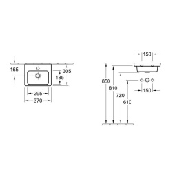 Раковина компактная 731737R2 VILLEROY&BOCH SUBWAY 2.0, 370х305 мм