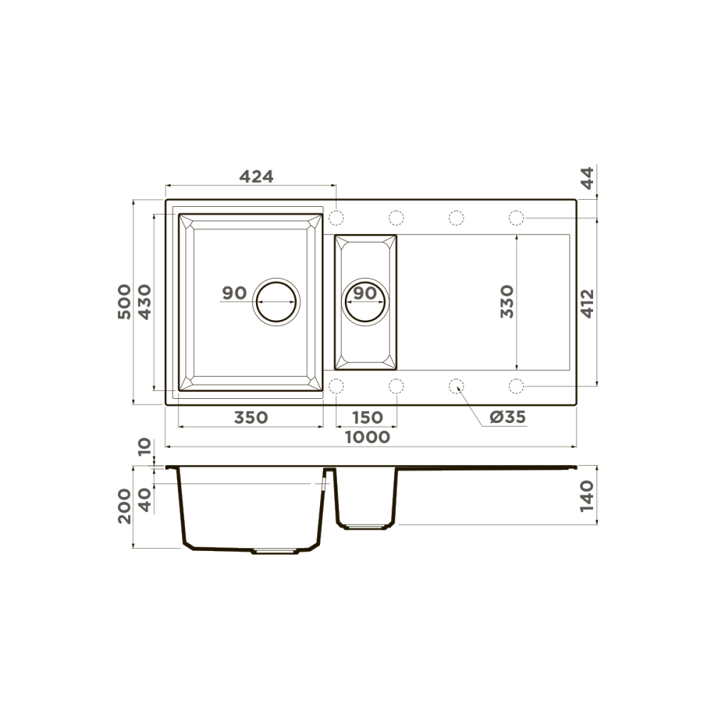 Кухонная мойка Omoikiri Sakaime 100-2-BL Tetogranit (4993892) черный