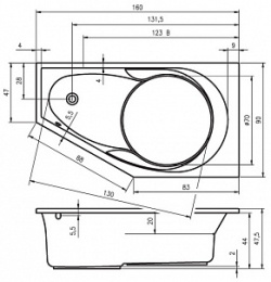 Акриловая ванна 160x90 Riho (B008001005) правосторонняя