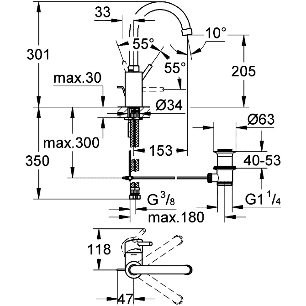 Grohe Concetto 32629001 Смеситель для раковины, стандартный