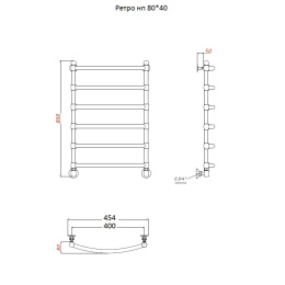 Полотенцесушитель Тругор  Ретро нп 80*40 (ЛЦ33 нов) D25 (Ретро/нп8040 D25)