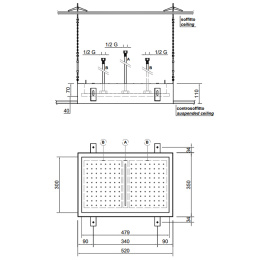 Фото Antonio Lupi Meteo METEO2C.BAL Встраиваемый верхний душ, 52x35x11см, с LED подсветкой, цвет: зеркаль