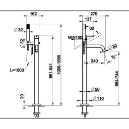 Фото Внешние части для смесителя Gessi Emporio Via tortona (24943#149) Finox