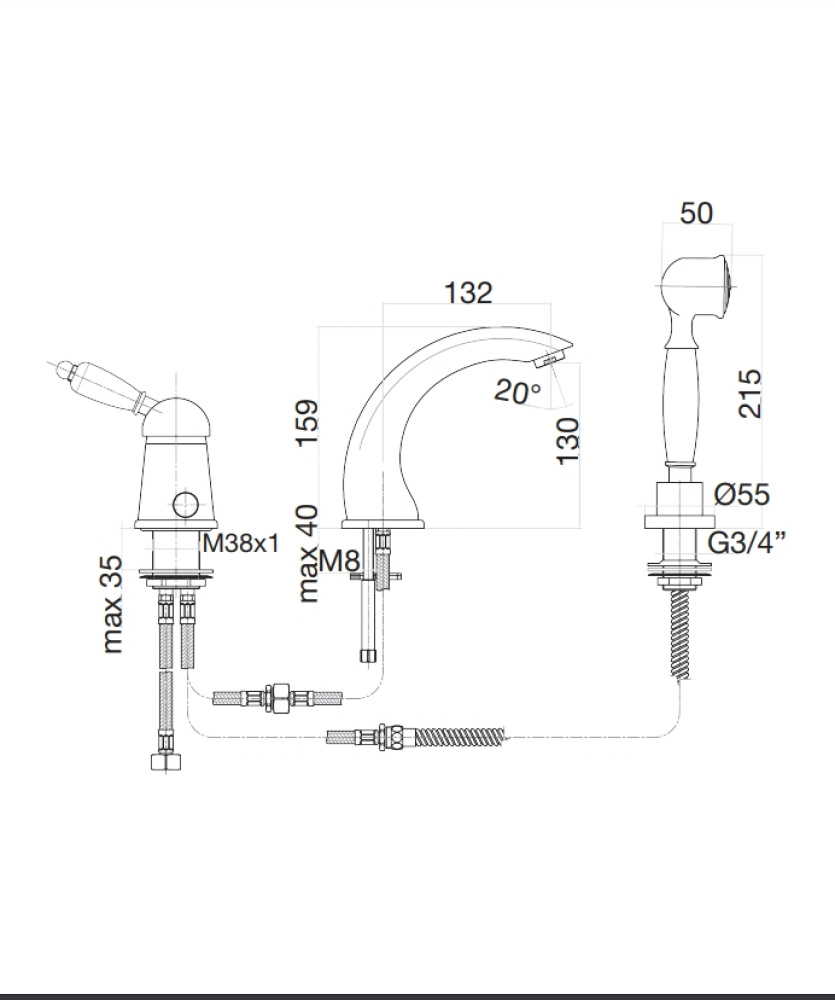 Фото Смеситель для ванны Fiore Imperiale 83CO5105, хром-золото