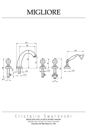 Фото Migliore Cristalia 27182 Смеситель на борт ванны, на 5 отв, ручки CRYSTAL, золото
