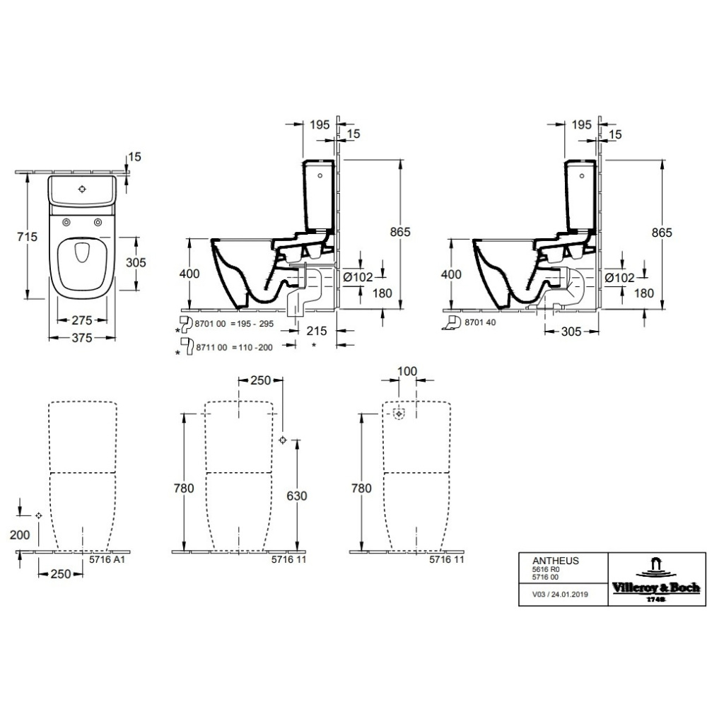 Villeroy Boch ANTHEUS 571611R1 Керамический бачок для унитаза (цвет альпийский белый)