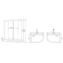 Душевая кабина 120x85x225 Timo (T-7702 L) С гидромассажем, акрил, Поддон низкий
