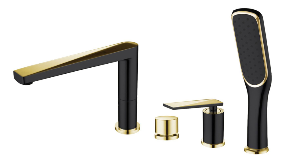 Фото Смеситель на борт ванны Boheme Venturo 380-B Черный Золото