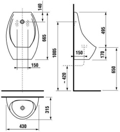 Фото Писсуар Jika Domino 4110.1.000.000.1, чаша