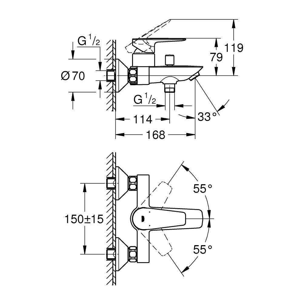 Смеситель для ванны GROHE Start Edge (24198001) QuickFix, хром
