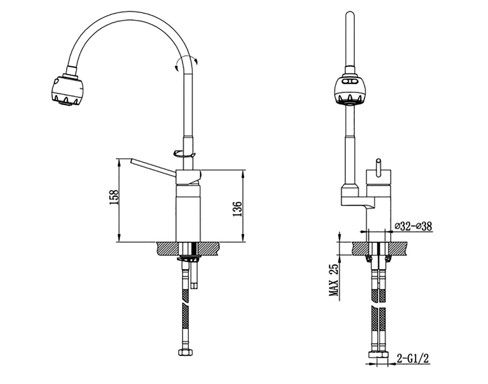 Фото Смеситель для кухонной мойки Timo Saona (2308FS chrome)