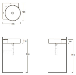 SIMAS Flow FL24bi*1 Раковина угловая, 49,5х49,5см, с 1 отв. выбитым вручную, цвет белый