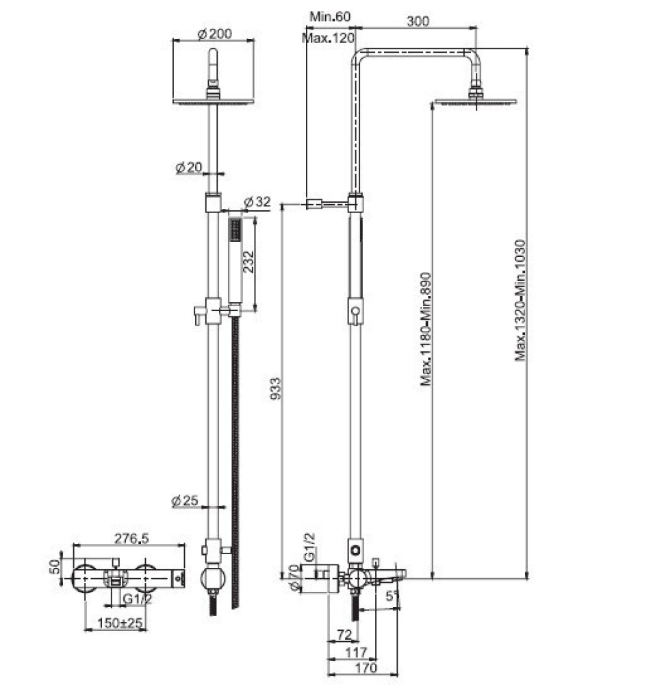 Душевая система Fima Carlo Frattini Matrix (F3534/2CR) хром