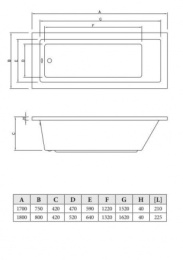 Акриловая ванна 170x75 C-Bath (CBQ014001)