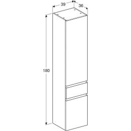 Шкаф-пенал Geberit Renova Plan, 39 х 180 см, цвет белый глянцевый, 501.923.01.1