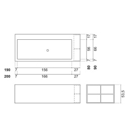 Antonio Lupi Biblio BIBLIO43 Ванна прямоугольная (2стороны) 200х90х53.5см, цвет: белый