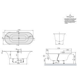Квариловая ванна 175*75 Villeroy&Boch Cetus (UBQ175CEU7V-01) белый
