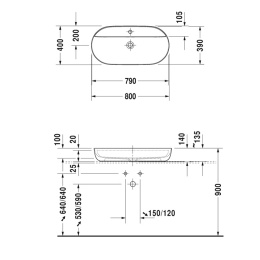 Раковина на столешницу Duravit Luv 0380800000, белый