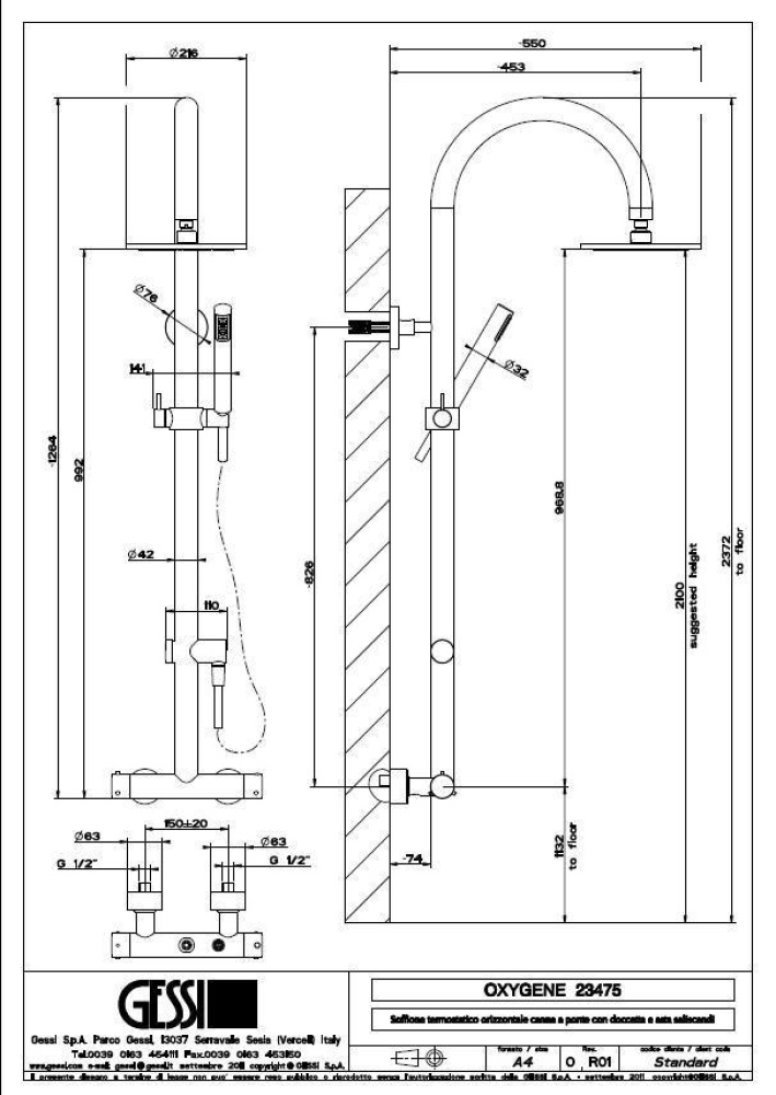Душевая система Gessi Minimali Tondo (23475#031) хром