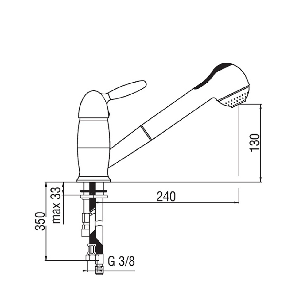 NOBILI Uniko UK117CR - Смеситель для кухни с выдвижным изливом (хром)