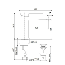 Смеситель для раковины Fiore Kube 100NN8515, черный