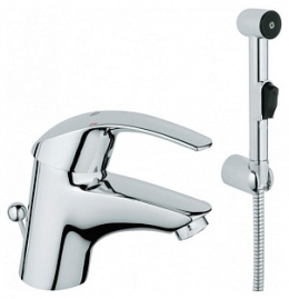 Фото Eurosmart Смеситель однорычажный для раковины с гигиеническим душем, сливной гарнитур
