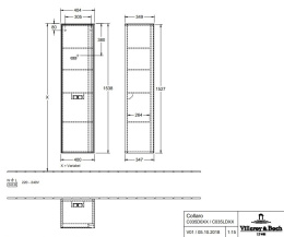 Фото Villeroy Boch Collaro C035D0FP Шкаф пенал для ванной комнаты, петли слева (Glossy Grey)