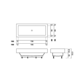 Antonio Lupi Biblio BIBLIO81 Bianco/cr Ванна полувстраиваемая 190х90х53.5см, цвет: белый