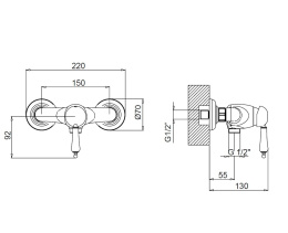 Смеситель для душа Margaroli Classica RU1005AA01BR, бронза