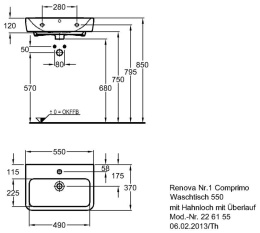 Geberit Renova Compact 226155000 Раковина, подвесная