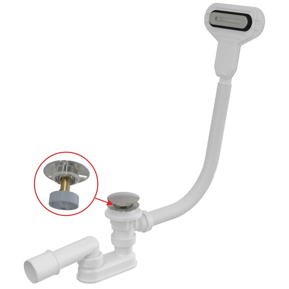 Фото Alcaplast Сифон для ванны click/clak металл, A516CKM-80