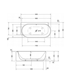 Ванна из минерального литья 185х95 см Duravit Luv 700431000000000, белый