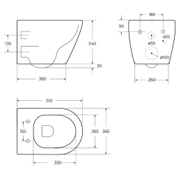 Унитаз подвесной безободковый CEZARES STYLUS-TOR CZR-6601-TH-TOR/CZR-2011-SC