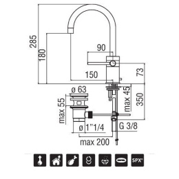 NOBILI Plus PL00138/1CR Смеситель для раковины (хром)