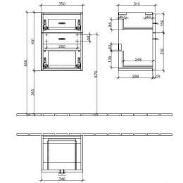 Тумба под рковину A284N1BM VILLEROY&BOCH Central Line, 350 x 492 x 310 мм