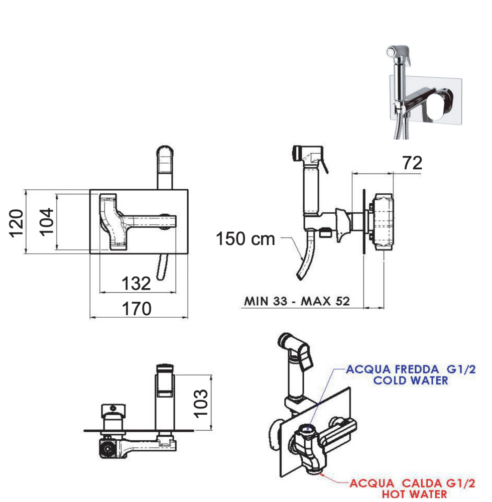 Фото Гигиенический душ со смесителем Remer Dream D60