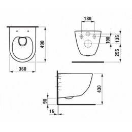 Подвесной унитаз Laufen Pro Rimless 8209650000001 безободковый (8.2096.5.000.000.1)