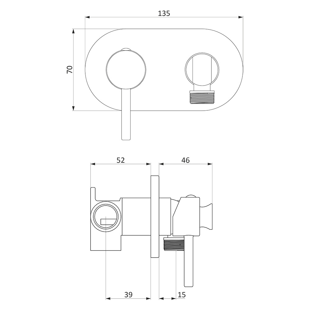 RedBlu by Damixa 214000000 Option, смеситель монтируемый в стену, с гиг.душем, бронза