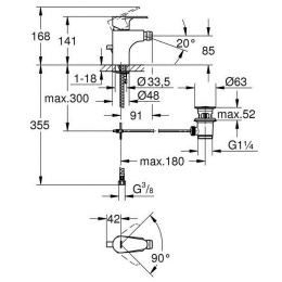 Смеситель для биде Grohe Vigour 75147826, с донным клапаном, хром