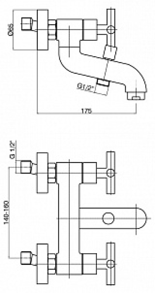 Фото Смеситель GPD Nino BNB05, для ванны и душа, хром