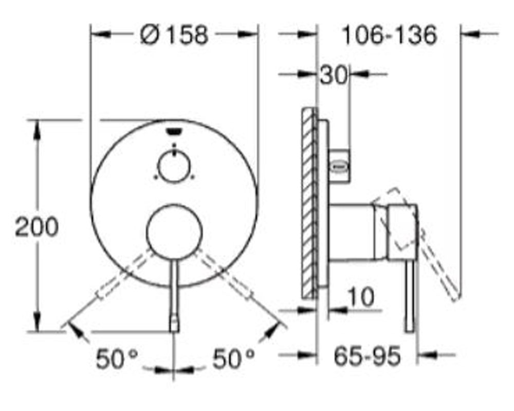 Фото Смеситель для ванны встраиваемый без излива, цвет: золото