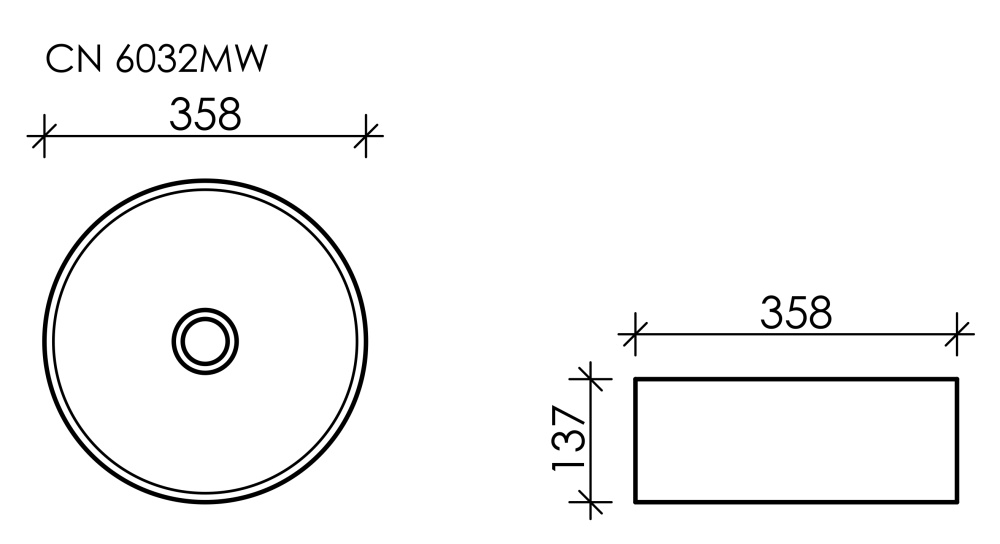 Фото Накладная раковина Ceramicanova Element CN6032MW 36x36 белый матовый круглая