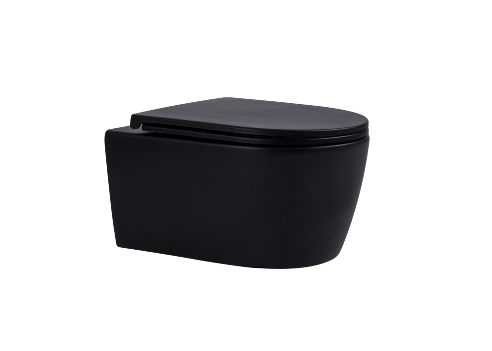 Подвесной безободковый унитаз с сиденьем микролифт Avimano Ambition 1000052, цвет черный матовый