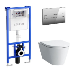 Инсталляция Laufen с безободковым унитазом Laufen Kartell Rimless 8.2033.6.000.000.1, сиденье микрол