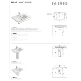 Раковина Globo Relais (RE080.BI) белый