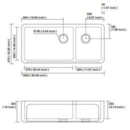 Фото Раковина Kerasan Hannah Oxfordshire кухонная, 100 x 47 x 25 см (543001)