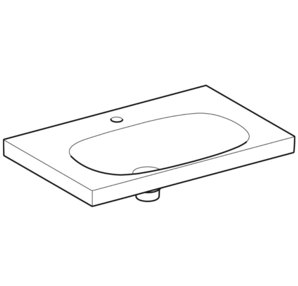 Раковина Geberit Acanto 500.630.01.2, 75 х 48,2 см, скрытый перелив, белая