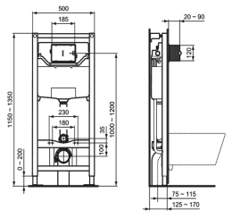 Инсталляция Ideal Standard Prosys Frame 120 M с унитазом Connect Air Rimless K819501, сиденье микрол