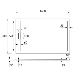 Поддон из искусственного камня Cezares TRAY-AS-AH-140/90-30-W